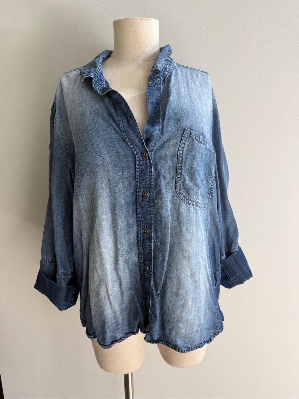 Cloth & Stone Tencel Soft Denim Shirt Top Blouse Button Down Large